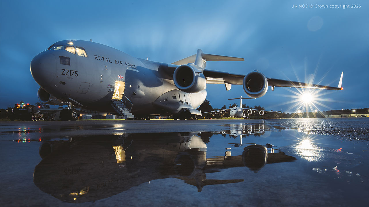Photograph of a military aircraft grounded