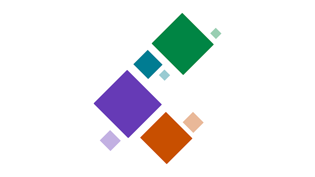 Large and small coloured squared comprising part of the Mosaic logo