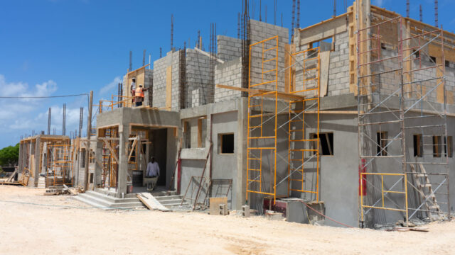 Construction site of Anguilla Programme featuring new rebuild of a primary school