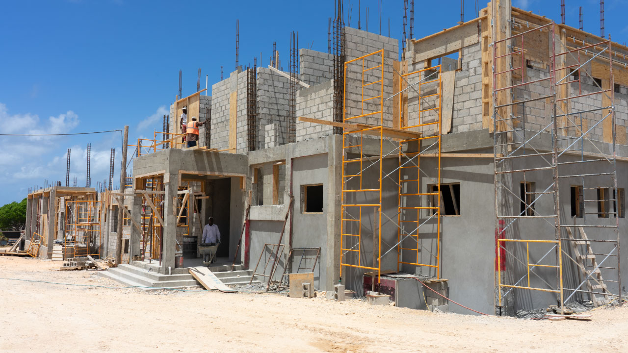 Construction site of Anguilla Programme featuring new rebuild of a primary school