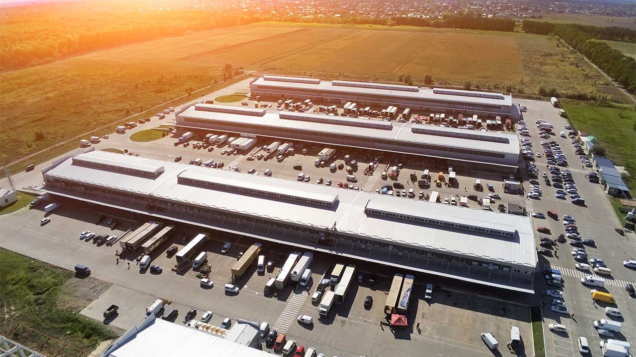 Aerial photograph of a huge warehouse