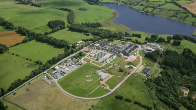 Aerial view of a water treatment plant