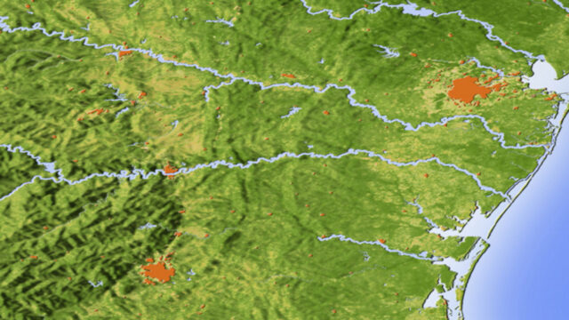 An illustration of the topography of an area of Texas
