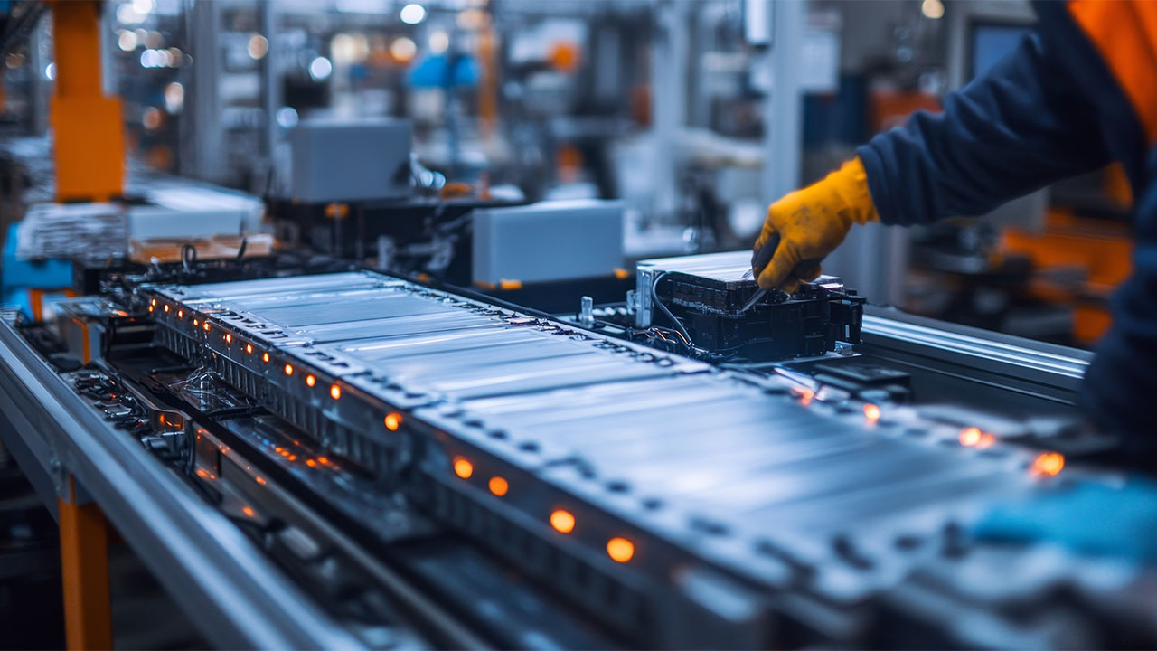 Close up photo of a manufacturing line