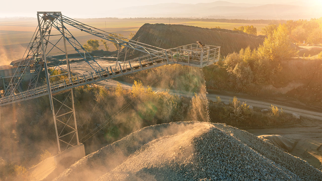 Aerial view of a stone mine