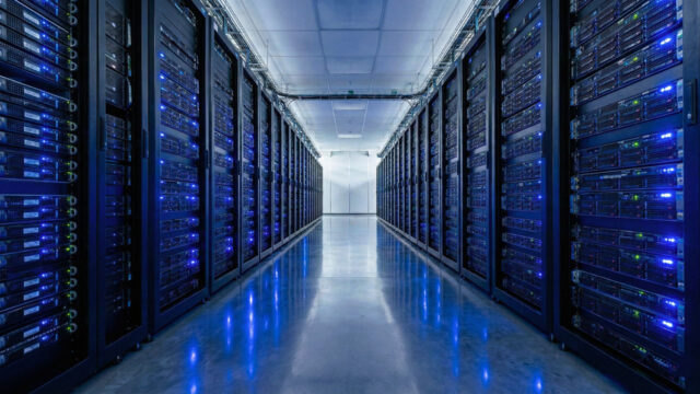 Aisle of servers in a data center