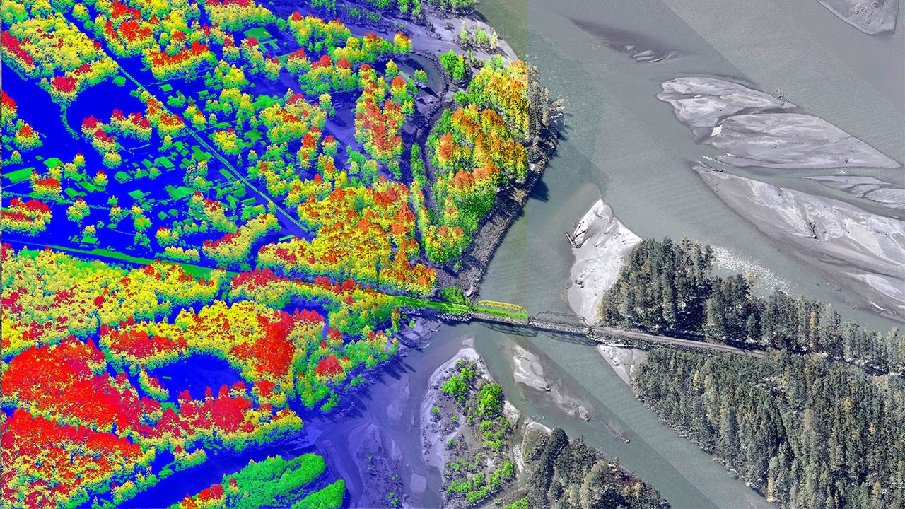 Topographic survey collage with aerial map