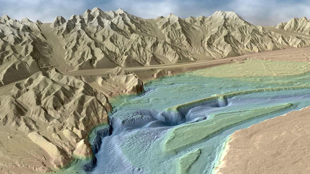 Airborne topographic and bathymetric map